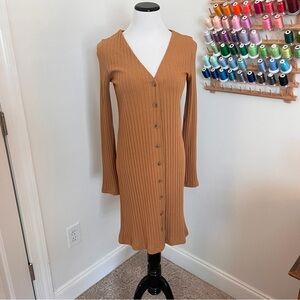 Old Navy Camel Button Down Sweater Dress Small Tall